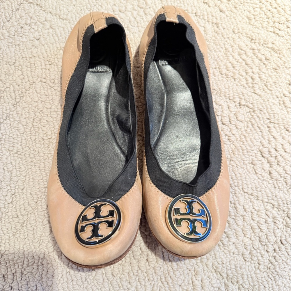 Tory Burch Black & Tan Ballet Flats